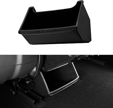 BASENOR Rear Center Console Organizer for 2024-2026 Tesla Model 3 Highland, TPE Under Seat Storage Box & Trash Can, Interior Accessories with Anti-Slip Velcro Proprietary Design