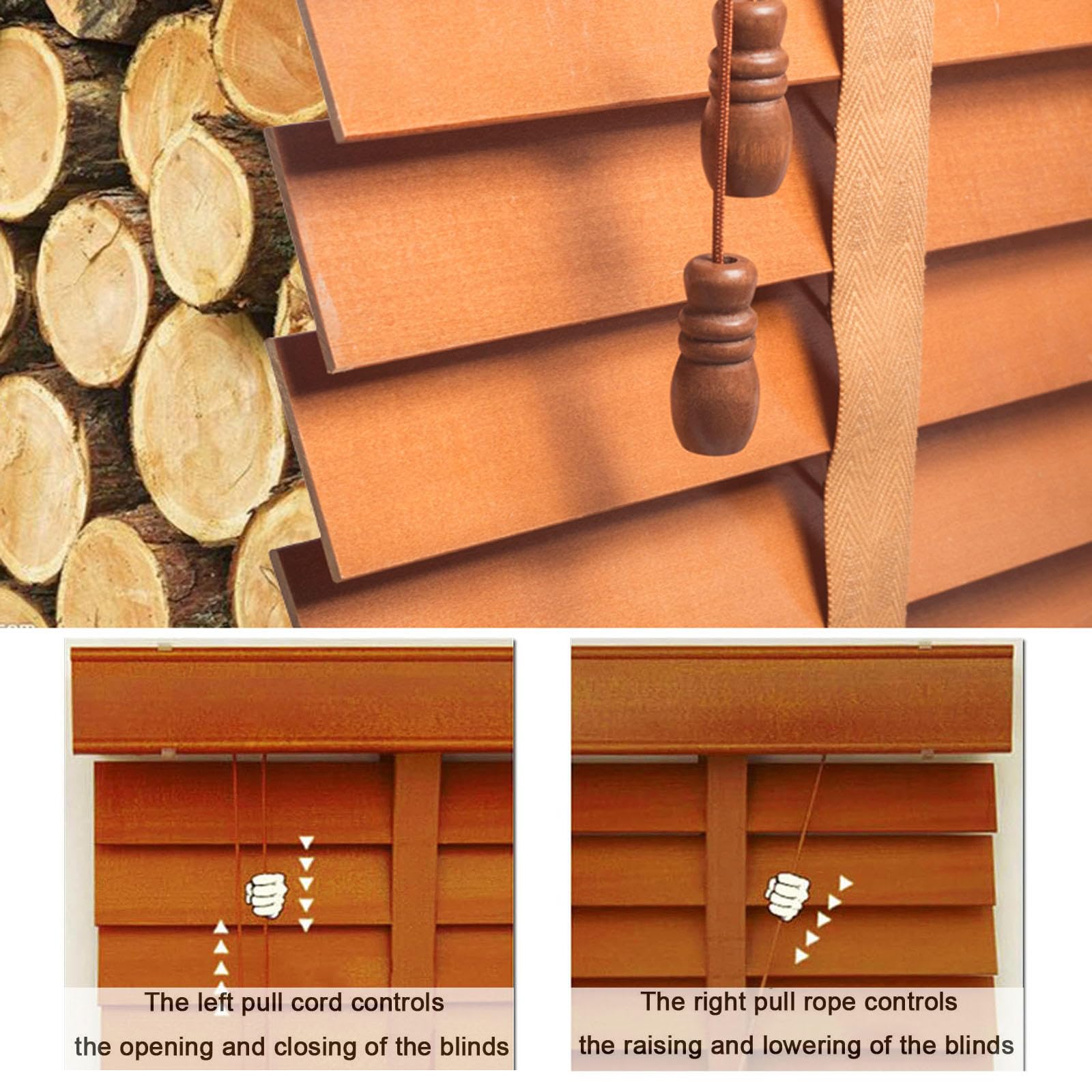 Tenda Veneziana in Legno Naturale,Tende per Finestre Oscuranti,Lamelle Orizzontali Da 50 Mm,Tende in Legno Su Misura,Tende Privacy per Casa Ufficio Camera Da Letto,WxH-50x130cm/20x51in