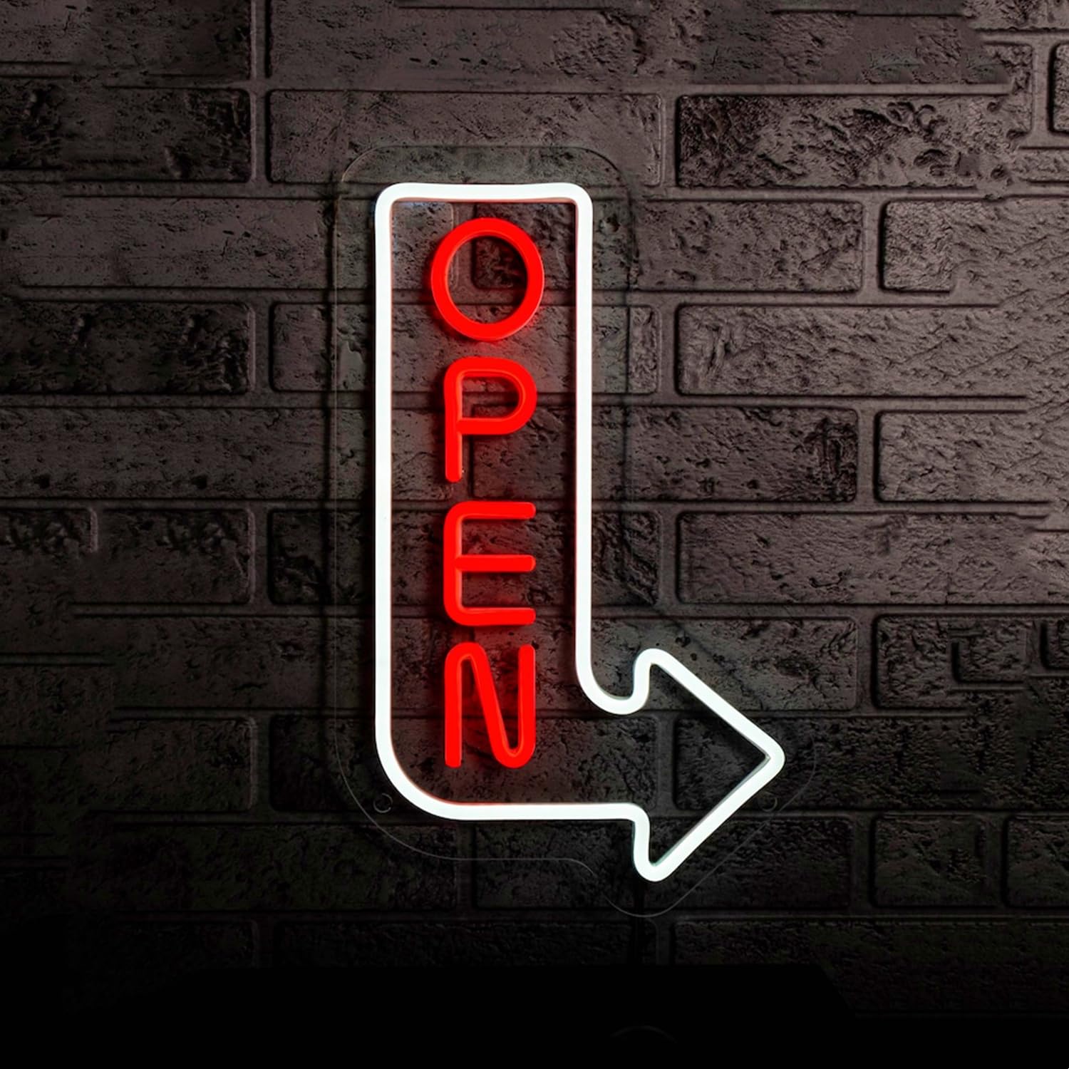 HFHungkeong Led Open Sign,Business Arrow Open Neon Light up Signs for Store Front Restaurant Hotel Shop Bar Club Wall Window Decorations,Dimmable Switch and Hanging Chain,USB Power