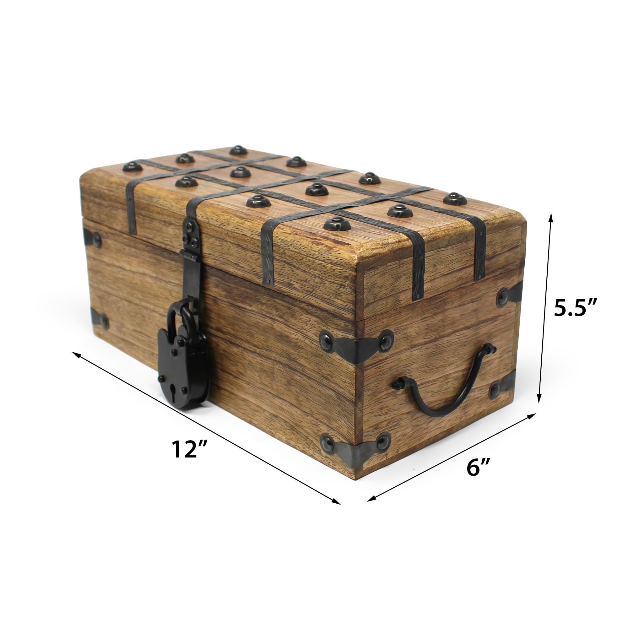 Amazon.co.jp: Nautical Cove 木製宝箱 フラットトップ蓋 パッド入り