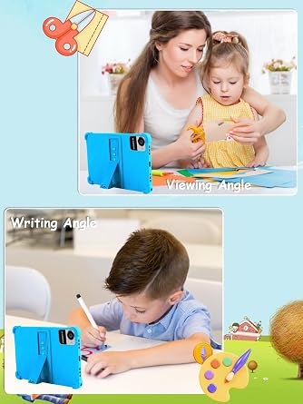 Case for Crelander W30 PRO 10.1 Inch Tablet,daunke Soft Silicone Cover,with Folding Stand,Lightweight Shockproof,Anti-Scratch,All-Around Protection,Sky blue