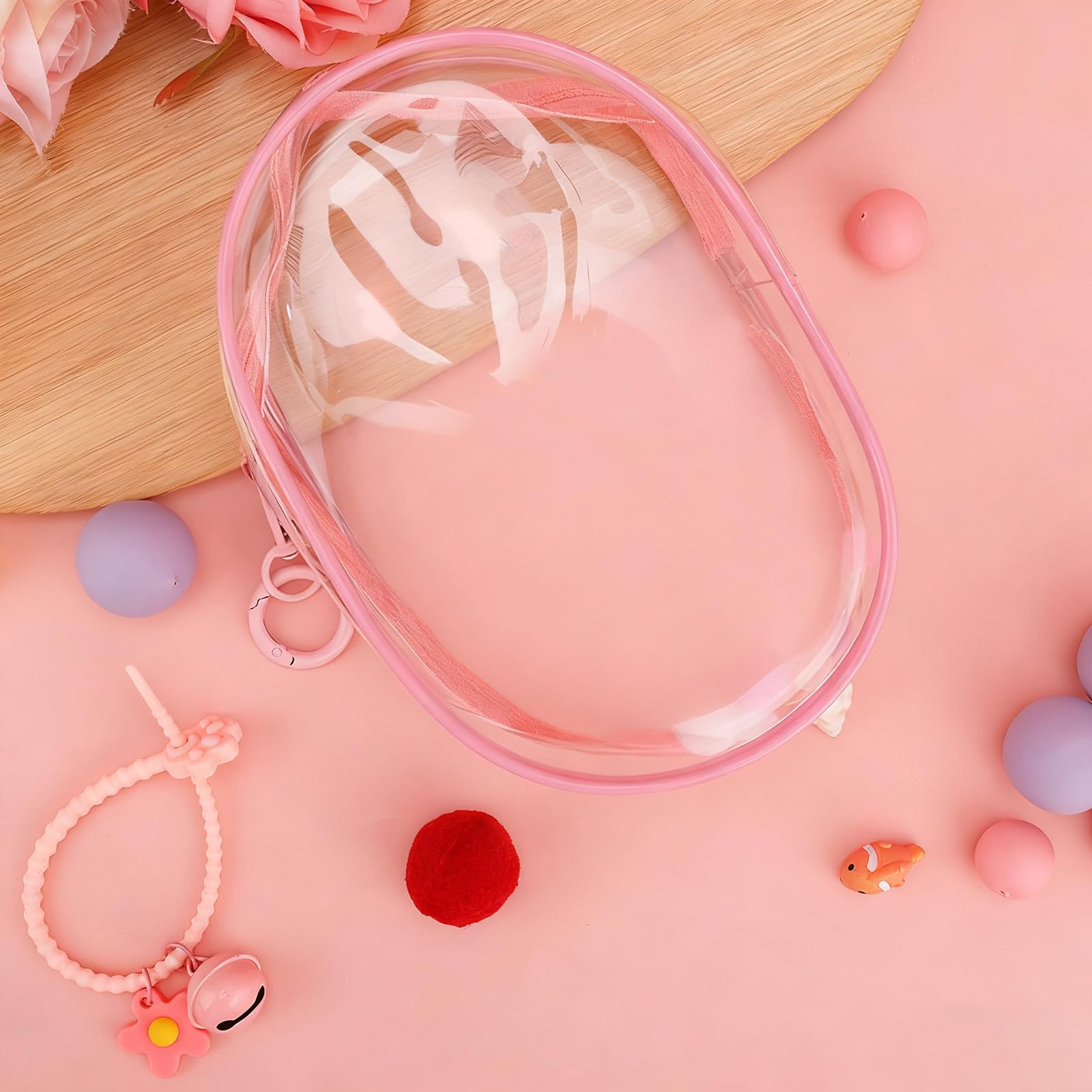 Display Bag for Dolls PVC Waterproof Clear Figure Display Case Cover Holder with Keychain - Image 3