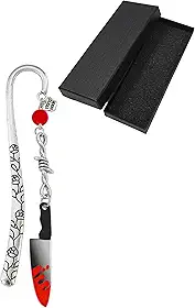Canivete sangrento de terror, marcadores de livros de metal, suspense, livros de suspense, amantes, presentes de Halloween para amigos, amantes de terror, presentes colecionáveis, presentes de livros