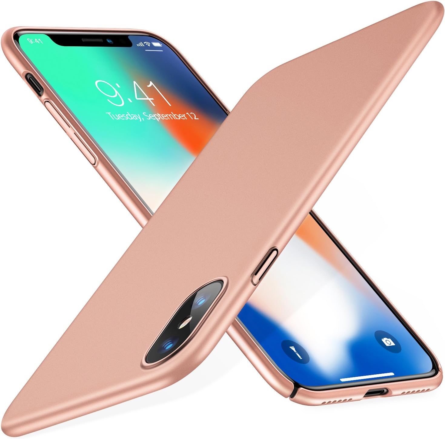 TORRAS Slim Fit iPhone X Case 2017 (ONLY), Hard Plastic PC Ultra Thin Mobile Phone Cover Case with Matte Finish Coating Grip Compatible with iPhone X (2017), New Gold