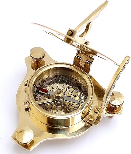 Miniatura 4 de 5MoonSun5's Nautical West London Sundial Brújula de reloj de sol de 4 pulgadas de calidad premium hecha a mano con ancla de palisandro incrustada