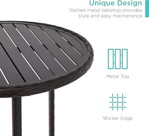 Miniatura 4 de Best Choice Products Juego de mesa de bar de 3 piezas, muebles de mimbre para exteriores, altura de bar, muebles de bistró para patio trasero,