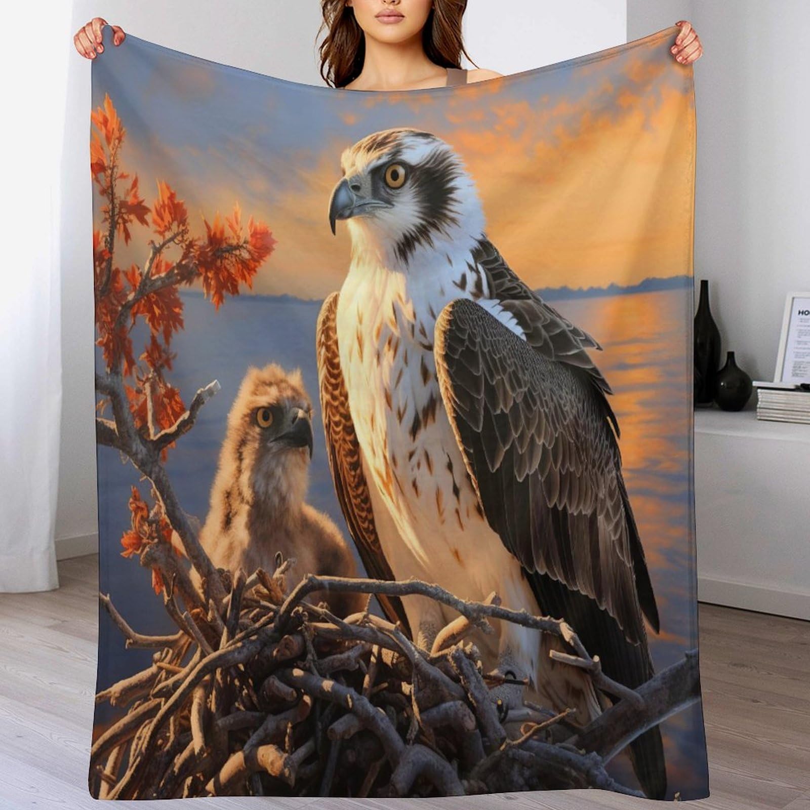 Couverture polaire aigle contre le froid de l'hiver plaid chaud moelleux