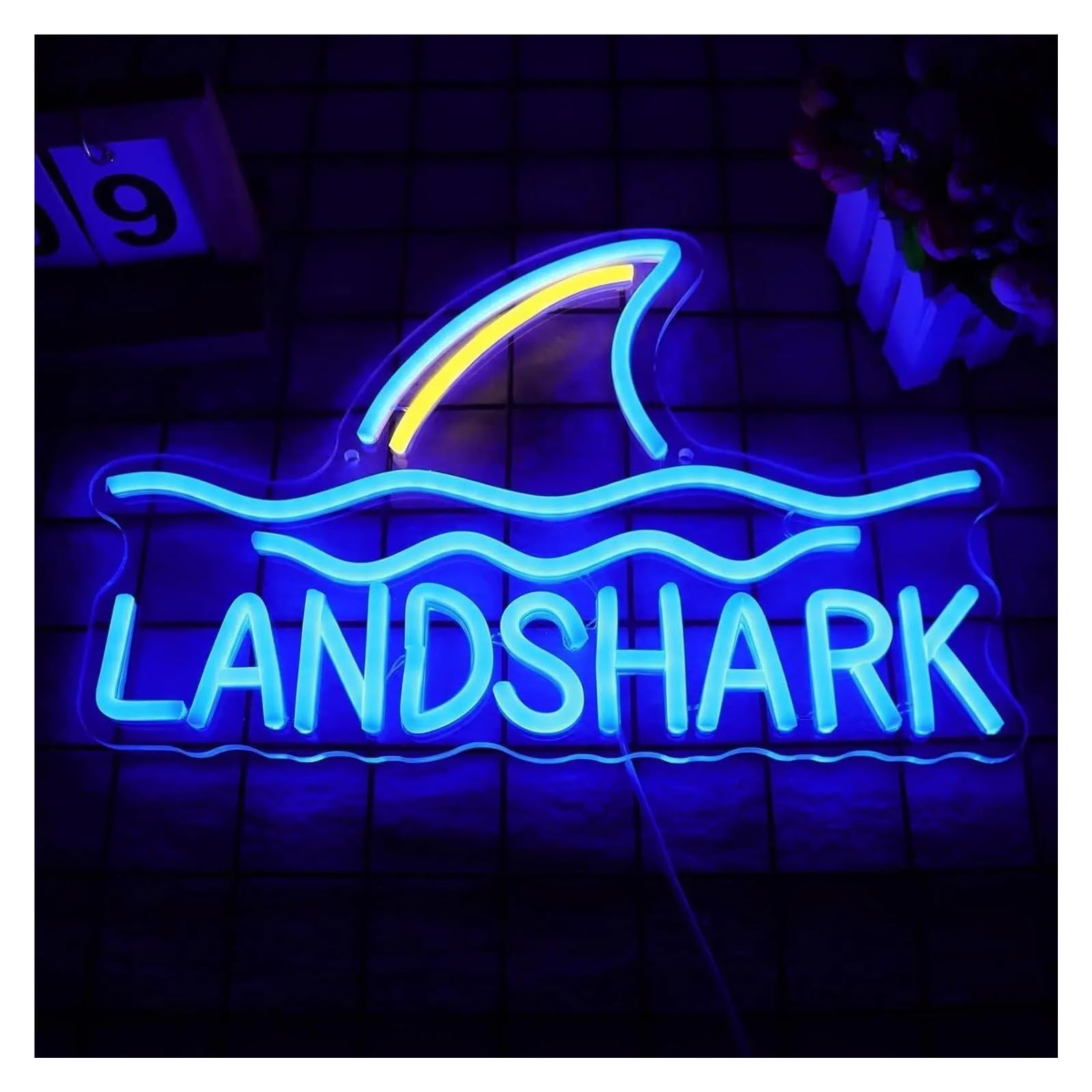 LEMST Sign Lamp Land Shark Neon Sign Dimmable Efficient Night Light for Bar Pub Bedroom Man Cave Game Room Wall Decor 43cmх22.8cm