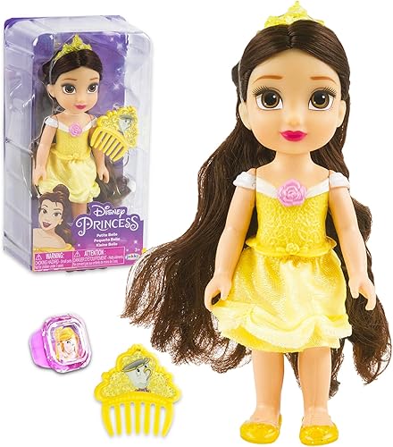 Miniatura 2 de Disney Princess - Juego de muñeca y peine  4 piezas de juguetes de la Bella y la Bestia con muñeca Bella para niñas, calcomanías y más (figura