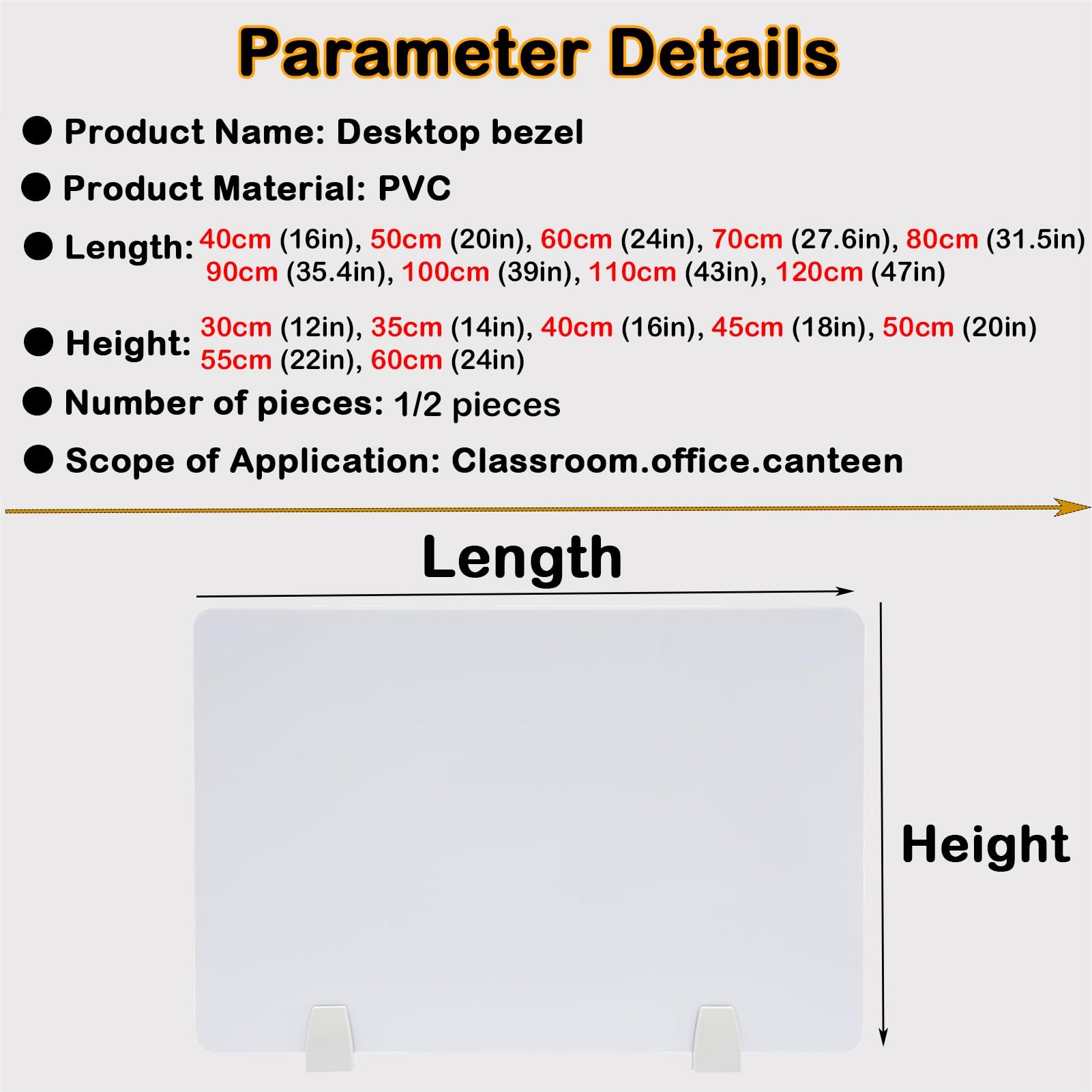 Panel de privacidad de PVC blanco para escritorio, divisor independiente para distracciones visuales, 2 piezas (largo 60 cm x alto 60 cm), reducción de ruido de escritorio de oficina Worpace