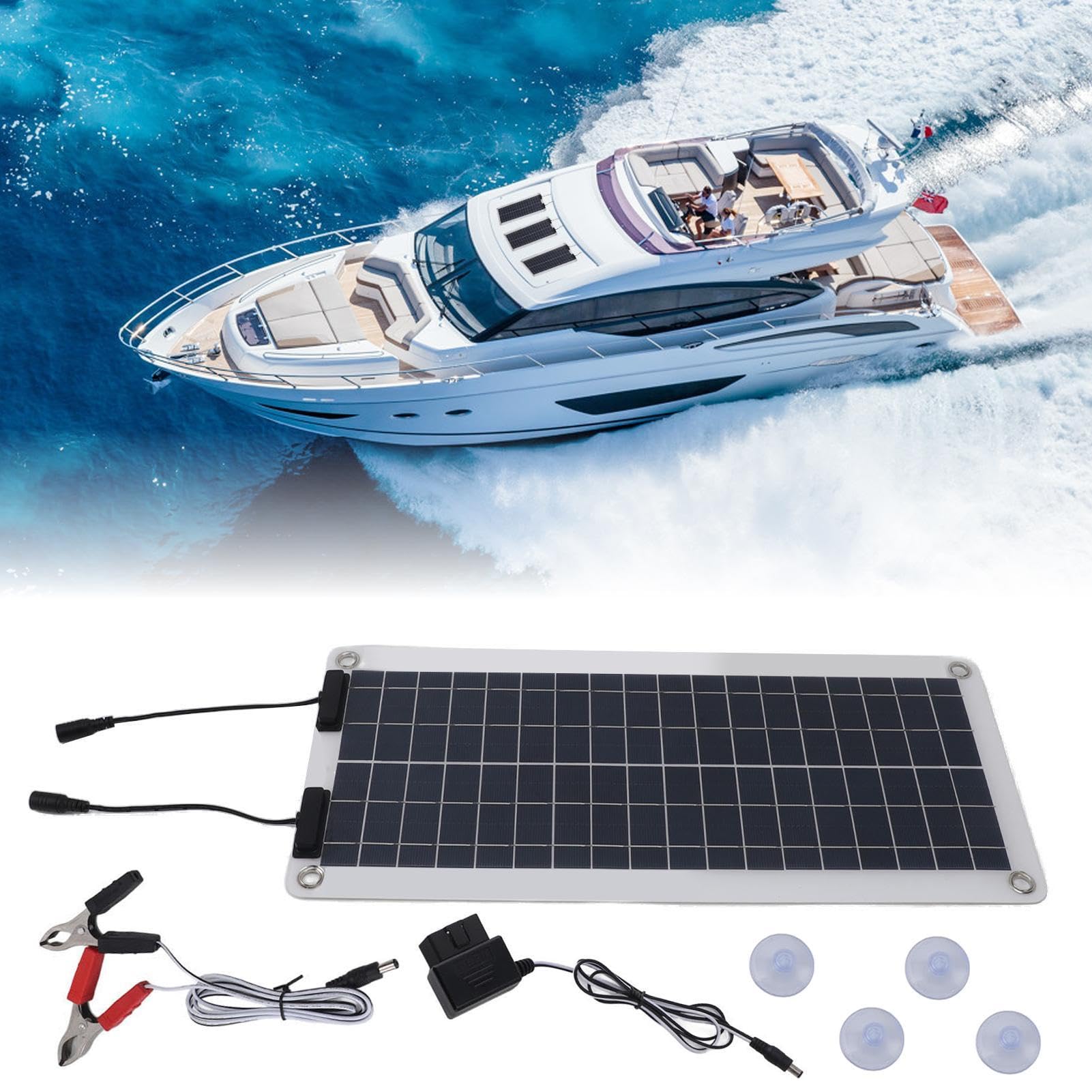 Caricabatteria per auto solare,Manutentore caricabatteria per auto solare | Mantenitore batteria di mantenimento da 100 W | Mantenitore di batteria solare, doppia uscita, per auto da 12 V-24 V, camper