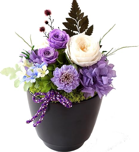 Amazon Azurosa アズローザ プリザーブドフラワー ギフト 枯れない花 バラ オールドローズ ダリア アジサイ 和風 陶器 アレンジ プリザーブドフラワー オンライン通販