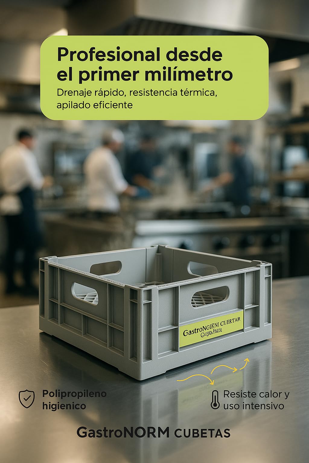 Bandeja Plastico Industrial 350x350x110 H mm Lavavasos Lavavajillas Hosteleria Restaurante Apilable Resistente Termico Higienico Secado Rapido Perforado Cocina Profesional OS51787