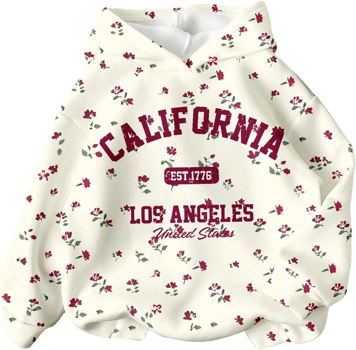 Girl's Floral Letter Graphic Hoodies Long Sleeve Pullover Sweatshirts Cute Tops