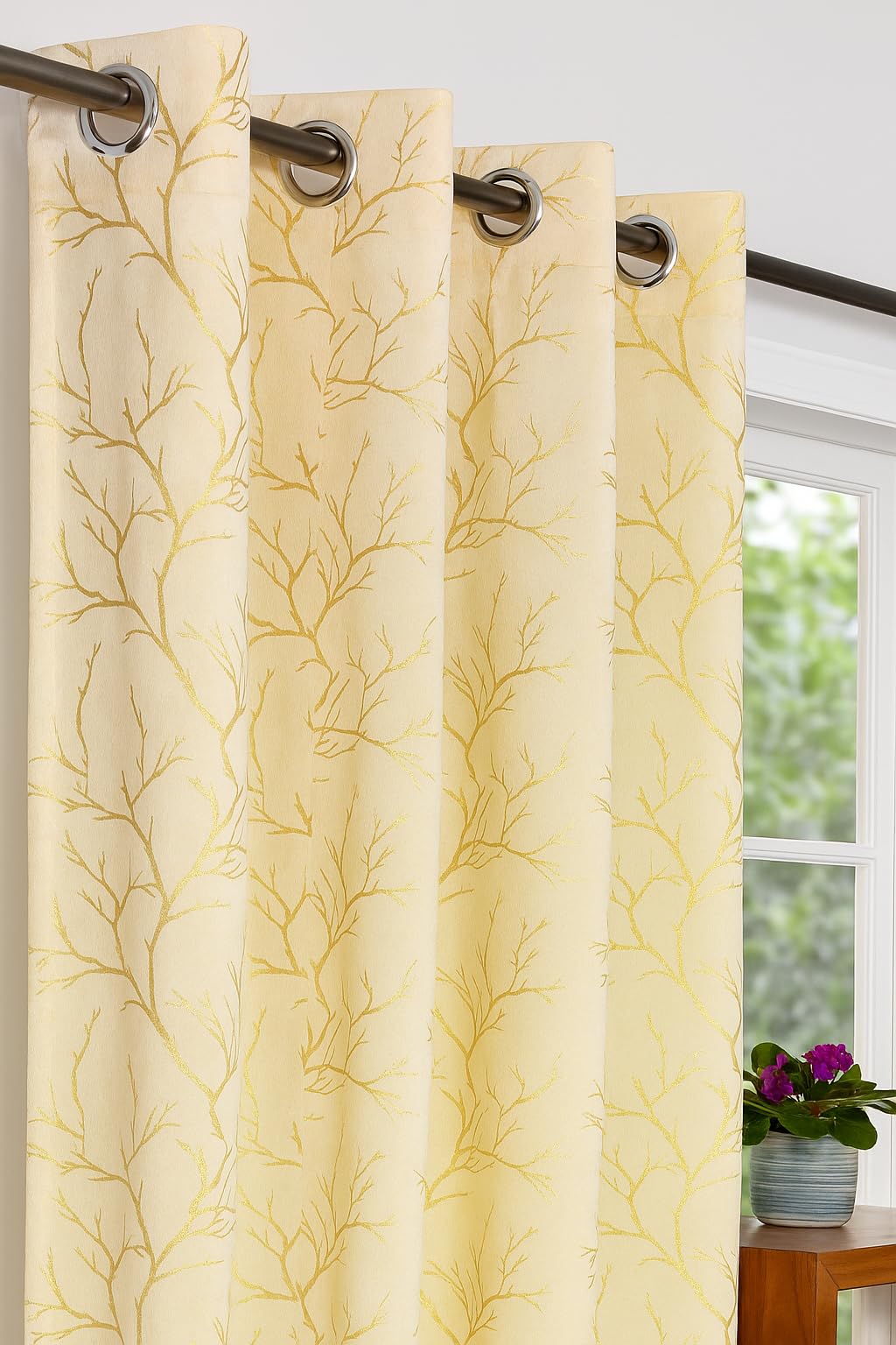 Teal Velvet Foil Curtains - 6ft Long, Easy Install -9