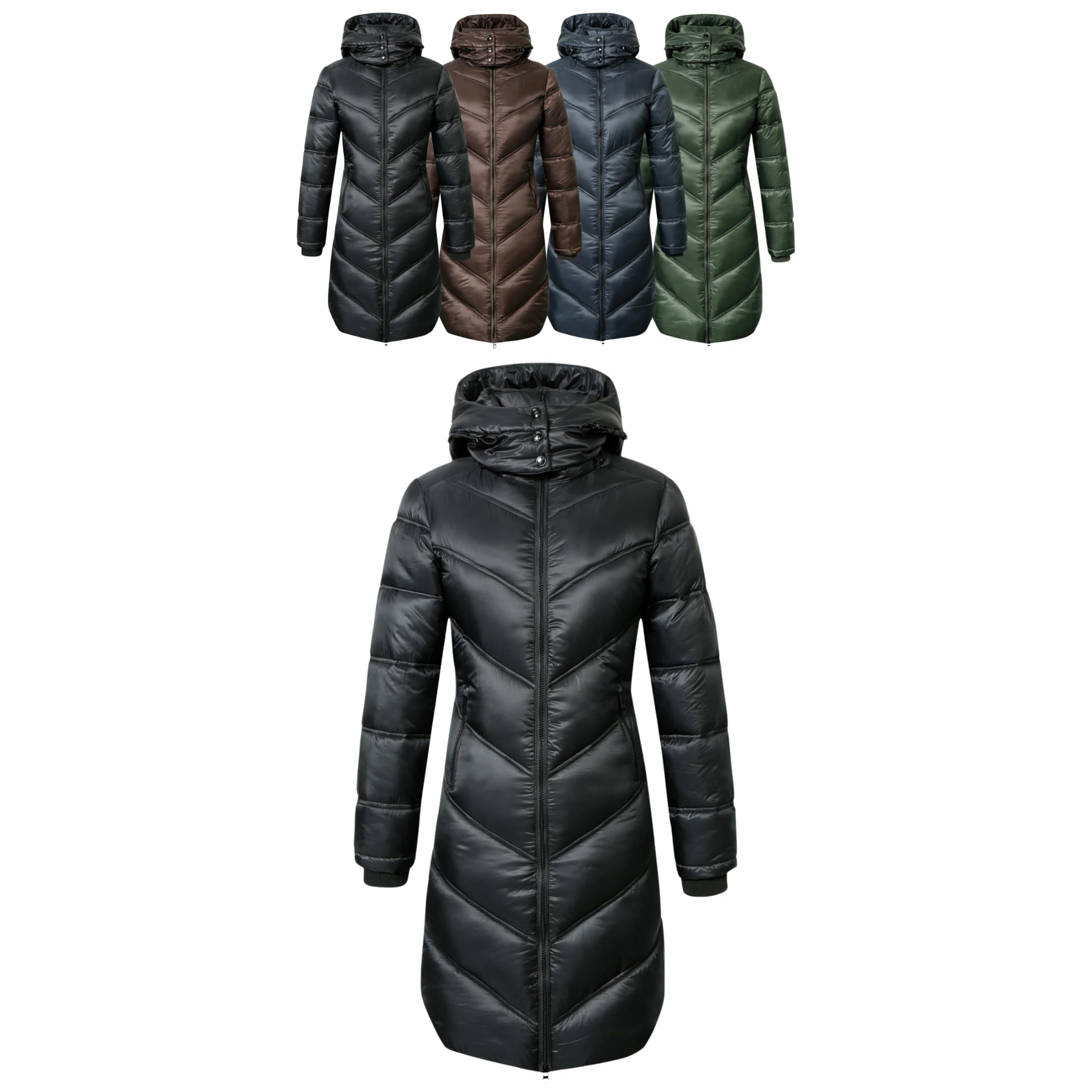 Covalliero - Damen Steppmantel | Wintermantel mit Kapuze | Reitmantel mit Reitschlitz | wasserabweisender Damen Mantel mit üppiger Wattierung | Reitbekleidung in vielen Farben & Größen