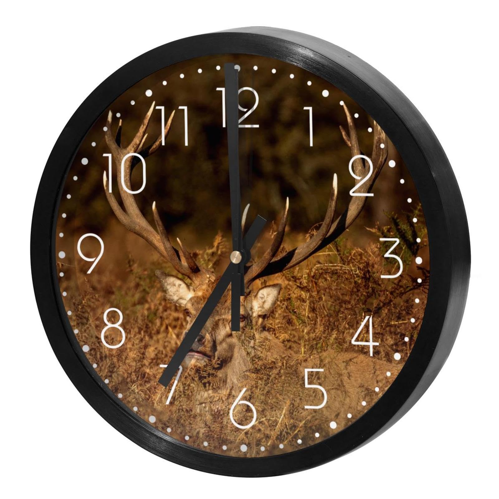 Horloge murale ronde pour cuisine et maison motif cerf de la forêt