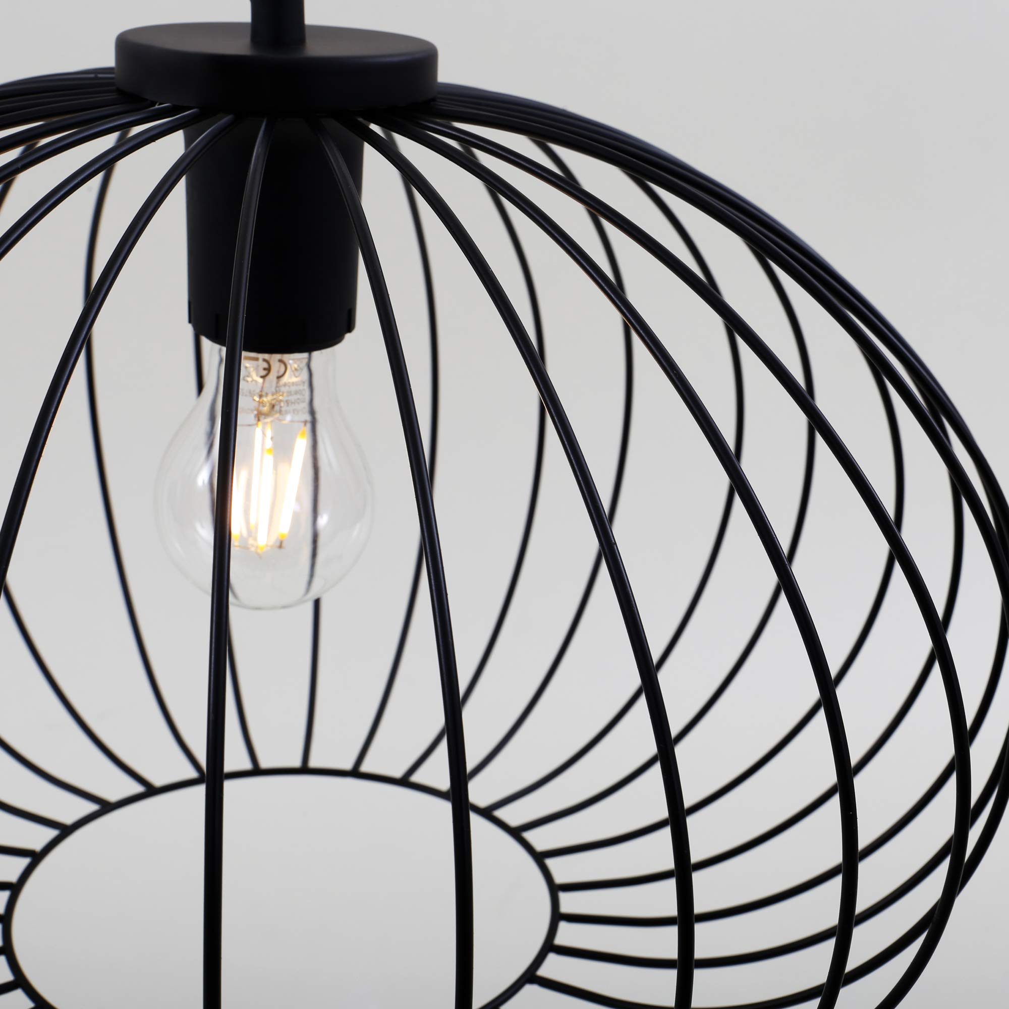 Briloner Leuchten Luz de péndulo, lámpara de péndulo de 1 foco, lámpara colgante retro/vintage, black steel, 1x E27, máx. 60 vatios, negra, 400 x 400 x 1200 mm (largo x ancho x alto)