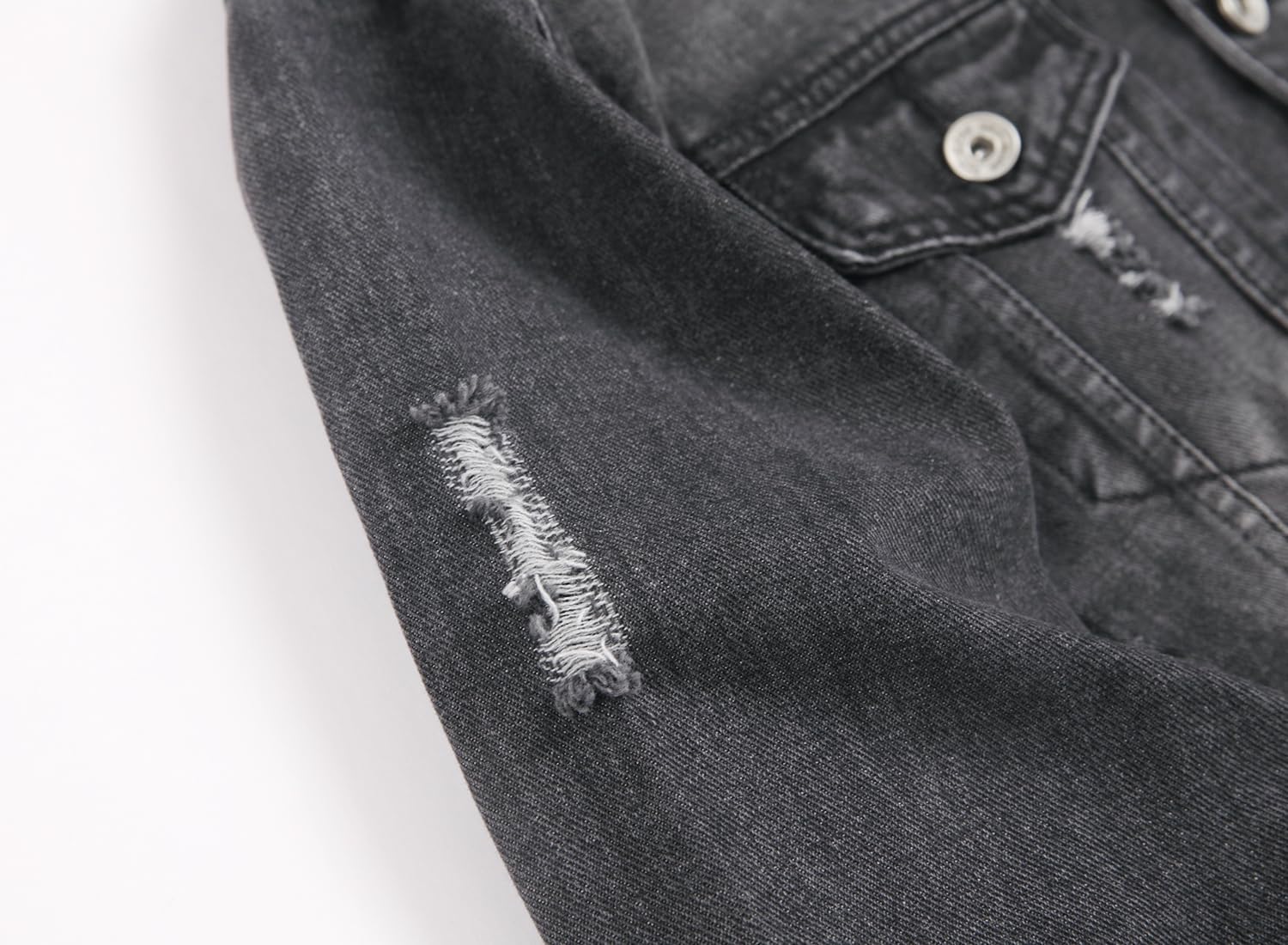 Denim Jeans Jackets For Slim Fit Destroyed Distressed Fashion Ripped Vintage Coat Jeans Jacket - Image 2