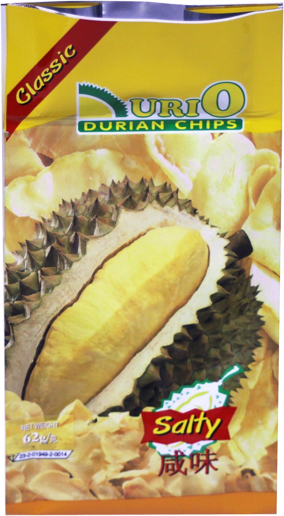Urio Classic Non Cholesterol Fried Durian Chips -Salty 62g (Pack of 3)