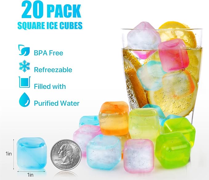 Cubos de hielo reutilizables multi color 20 piezas miniatura 2