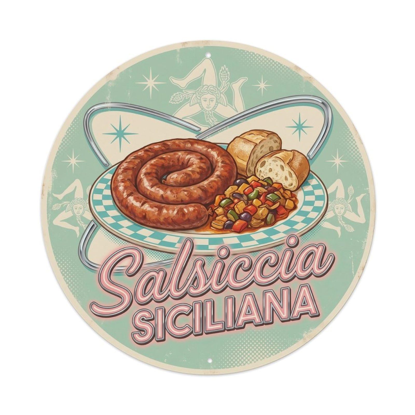 Sicilian Salsiccia Regional Cuisine Vintage Metal Tin Sign