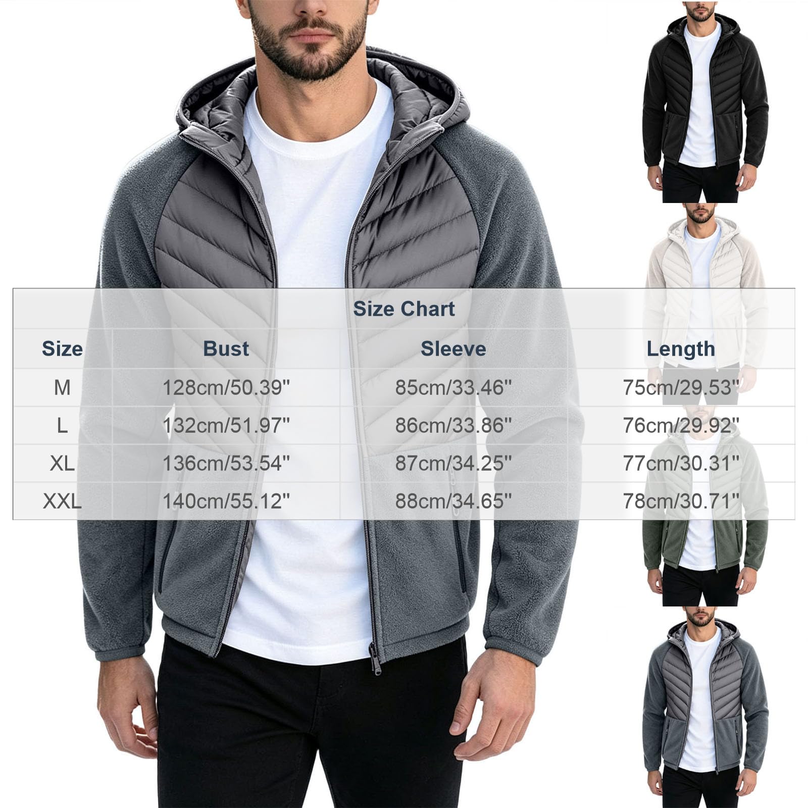 Steppjacke Herren mit Kapuze Daunenjacke Warme Winterjacke Fleecejacke