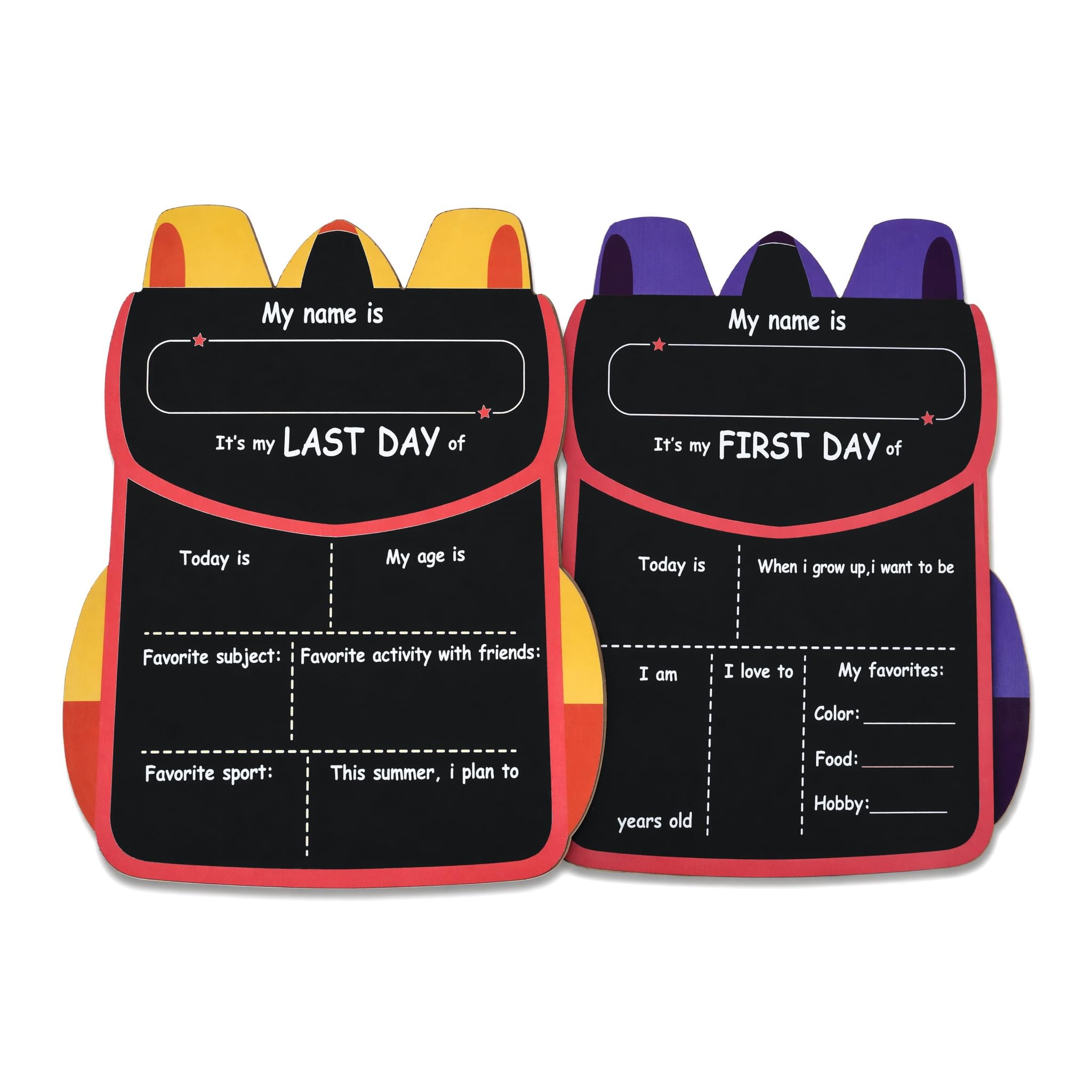 First Day of School Board, Reusable Double Sided First & Last Day of School Sign, Dry Erase Chalkboard Photo Prop for Preschool Kindergarten Elementary Students, for Boys and Girls