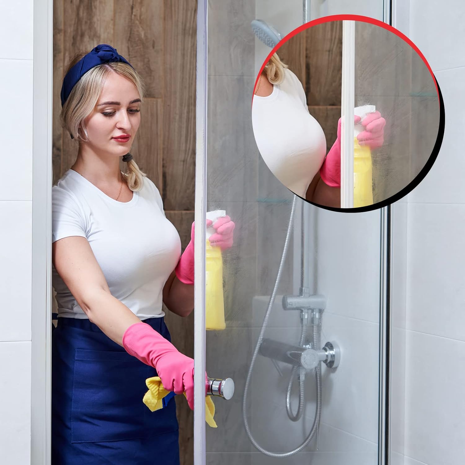 Tondiamo 2 Roll Shower Door Side Seal Strip 196.8 Inch Glass Frameless PVC Bulb Shower Door Bottom Adhesive Seal for Gap Edge Trim Gasket Sweep