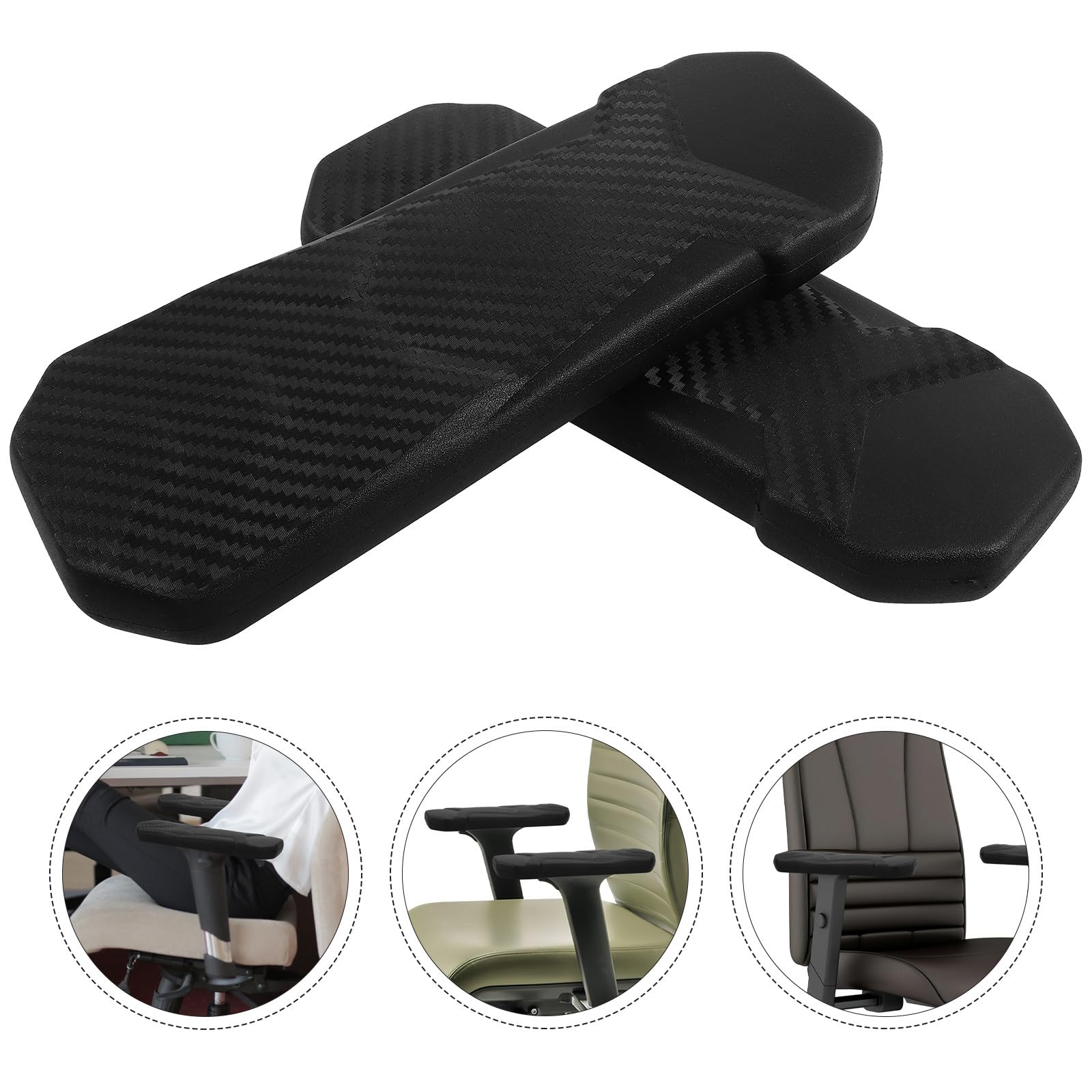 Almohadillas de PU para Reposabrazos de Silla de Oficina 2 Piezas Negras Protectoras y Cómodas para Apoyabrazos en Despacho y Uso Diario