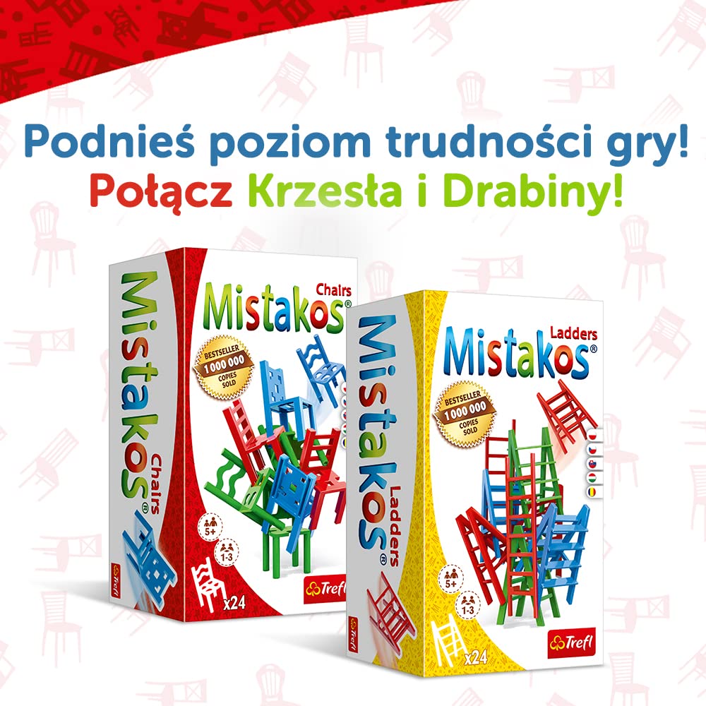 Trefl, Mistakos Krzesła, dla 1-3 osób, Gra Zręcznościowa dla Całej Rodziny, Gra Towarzyska Mistakos Chair, dla Dorosłych i Dzieci od 5 lat
