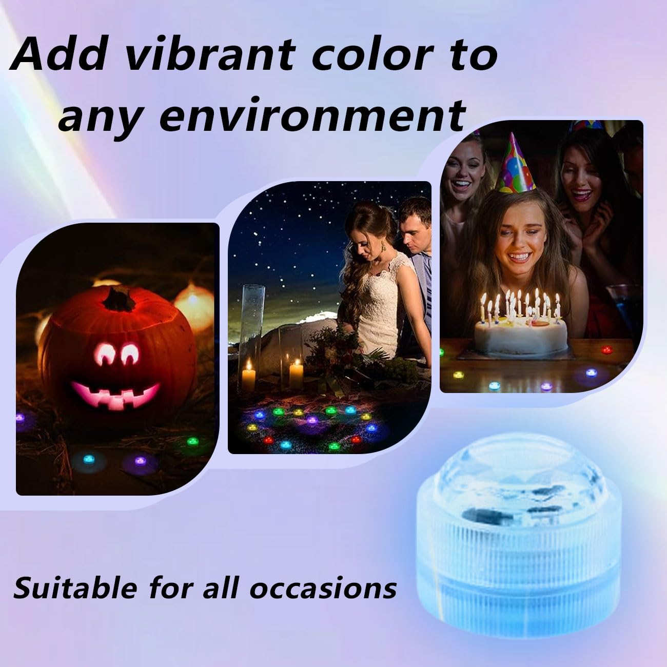 FANGWSSIBEI 3Pcs Mini Submersible LED Light with Remote Control, Colourful Waterproof Underwater Lights, ABS Shell - Image 2
