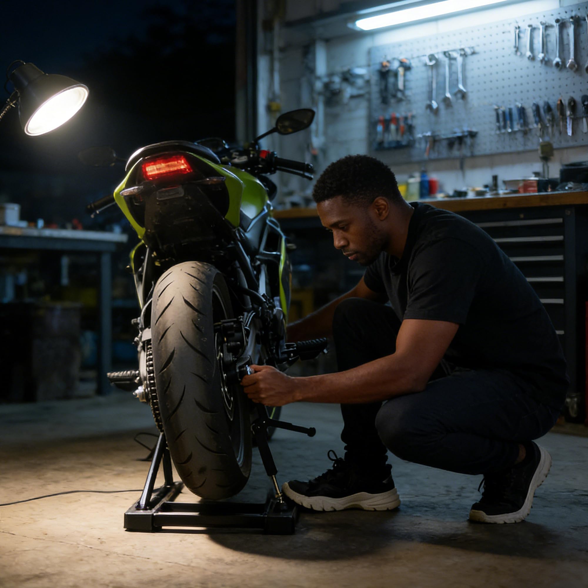 Motorcycle Maintenance Stand, Cavalletto Moto, Alza Moto, Pieghevole, Acciaio Al Carbonio, Martinetto