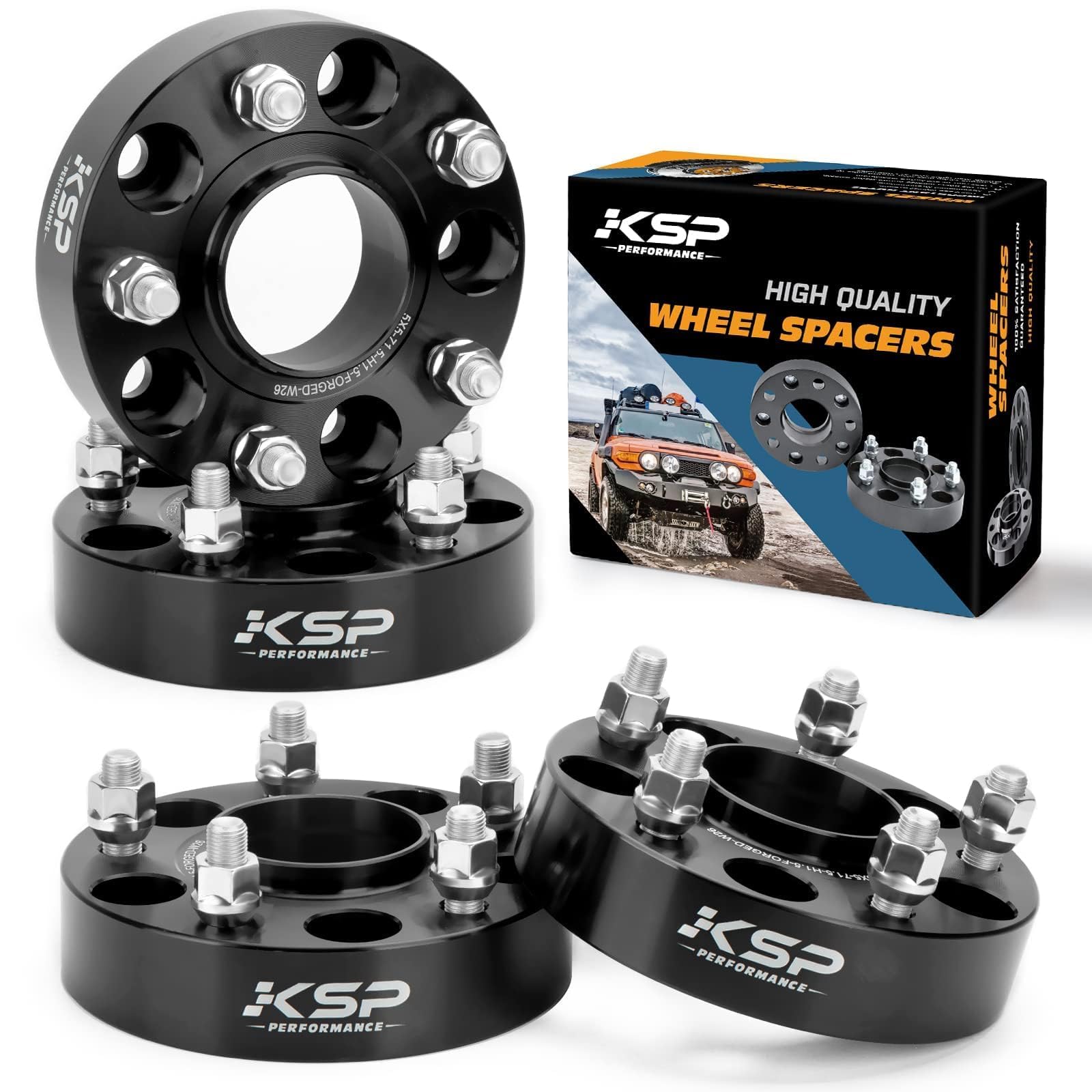 KSP 5x5 Wheel Spacers for Grand Cherokee 1999-2010,Wrangler 2007-2018,1.5" Thick 5x127mm Wheel Spacer with 71.5mm Bore 1/2-20 Stud Compatible with J-e/ep Commander XK,38mm Tire Spacer for WJ WK JK JKU