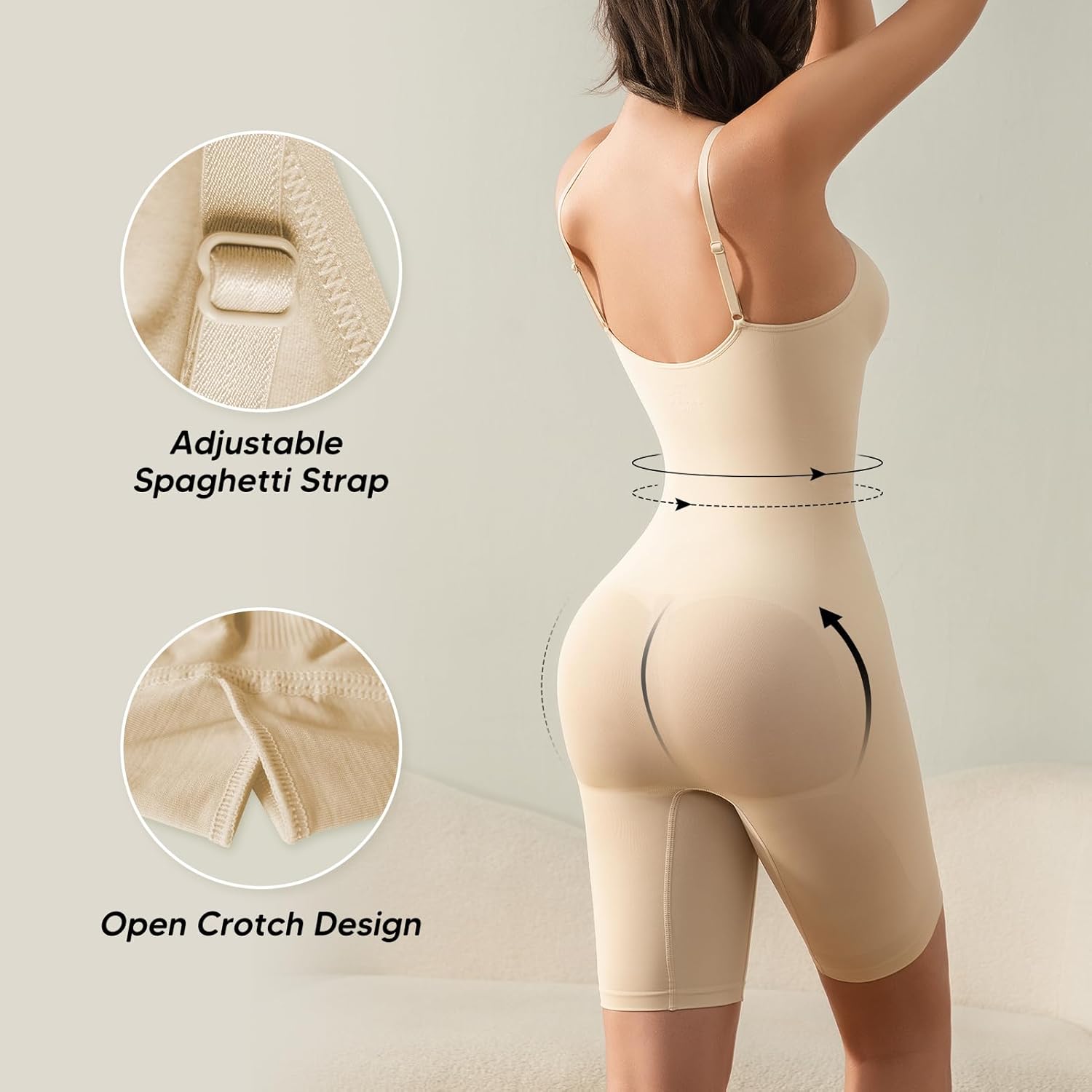 Women's Shaping Mid-Thigh Bodysuit Tummy Control Shapewear Faja Seamless Sculpting Body Shaper Bodysuits - Image 2