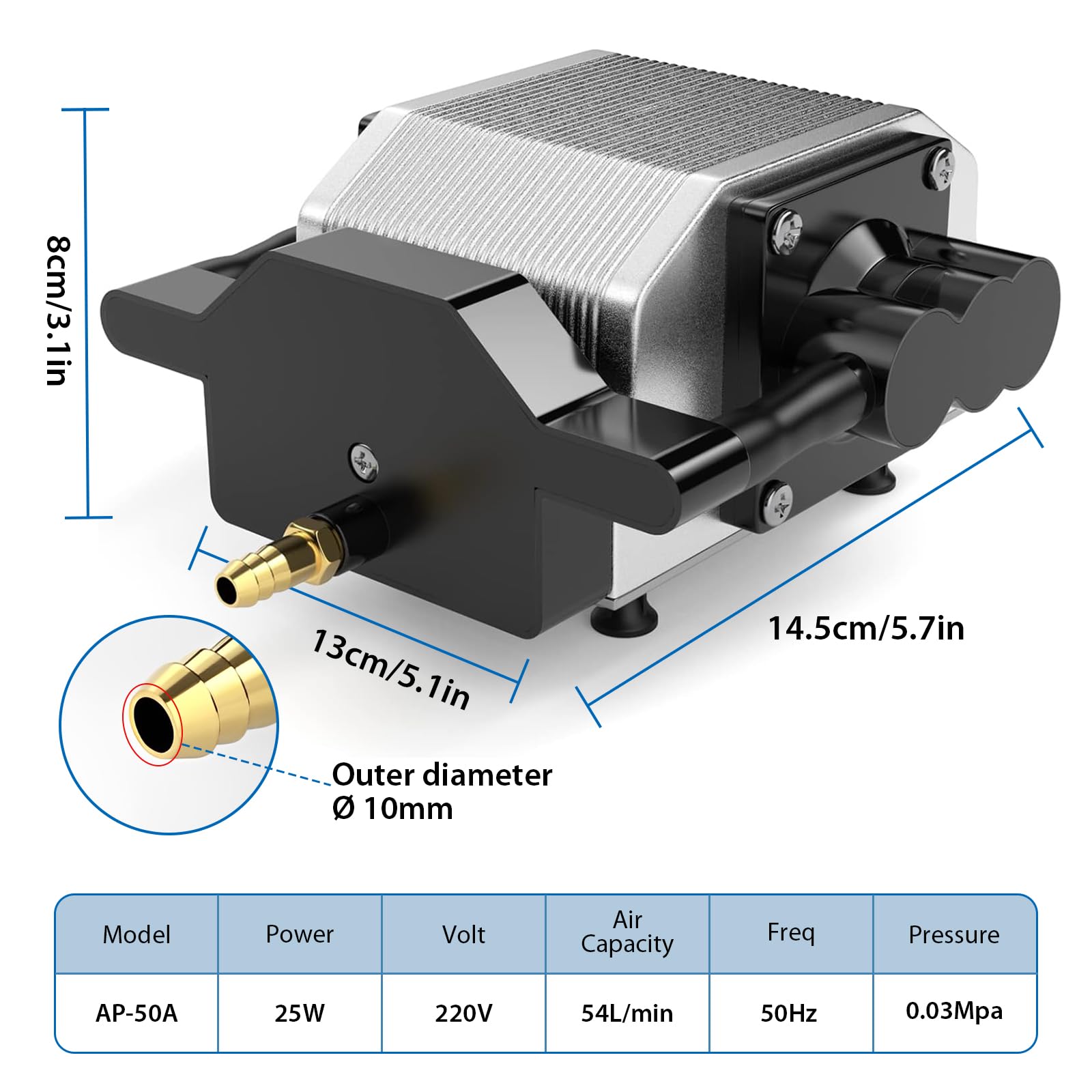 LIROPAU Air Assist, laserowa maszyna do grawerowania, regulowany przepływ powietrza 0-54 l/min do cięcia laserowego i grawerowania laserowego, 25 W, akcesoria do grawerowania laserowego, niski poziom