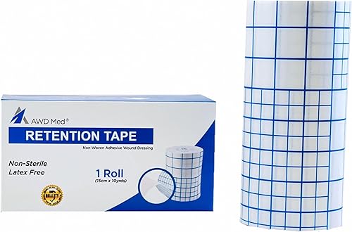 AWD Medical Cinta de retención para vendaje, médica no tejida, agradable a la piel, cinta adhesiva para vendaje para heridas, asegura los apósitos