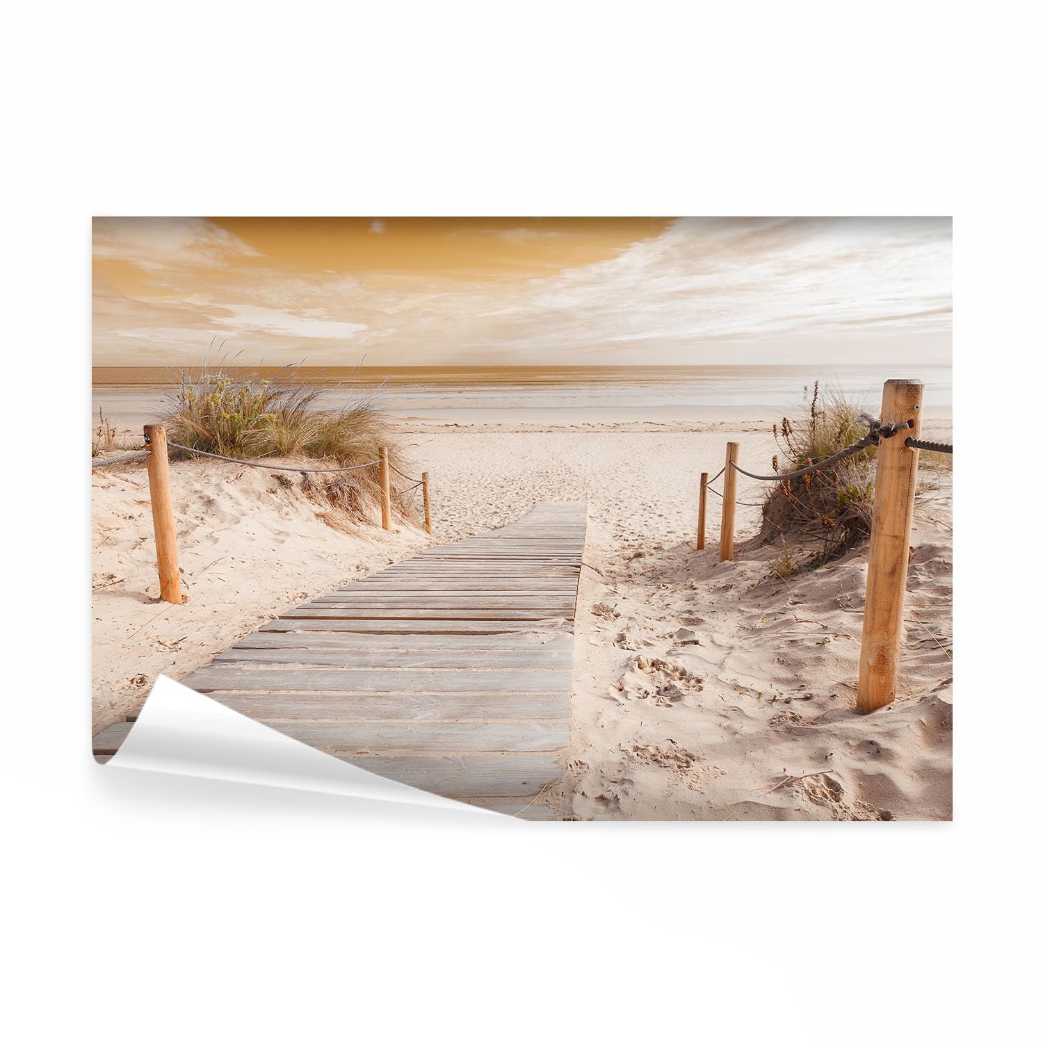 Papier peint panoramique plage pour agrandir un salon avec un paysage de mer