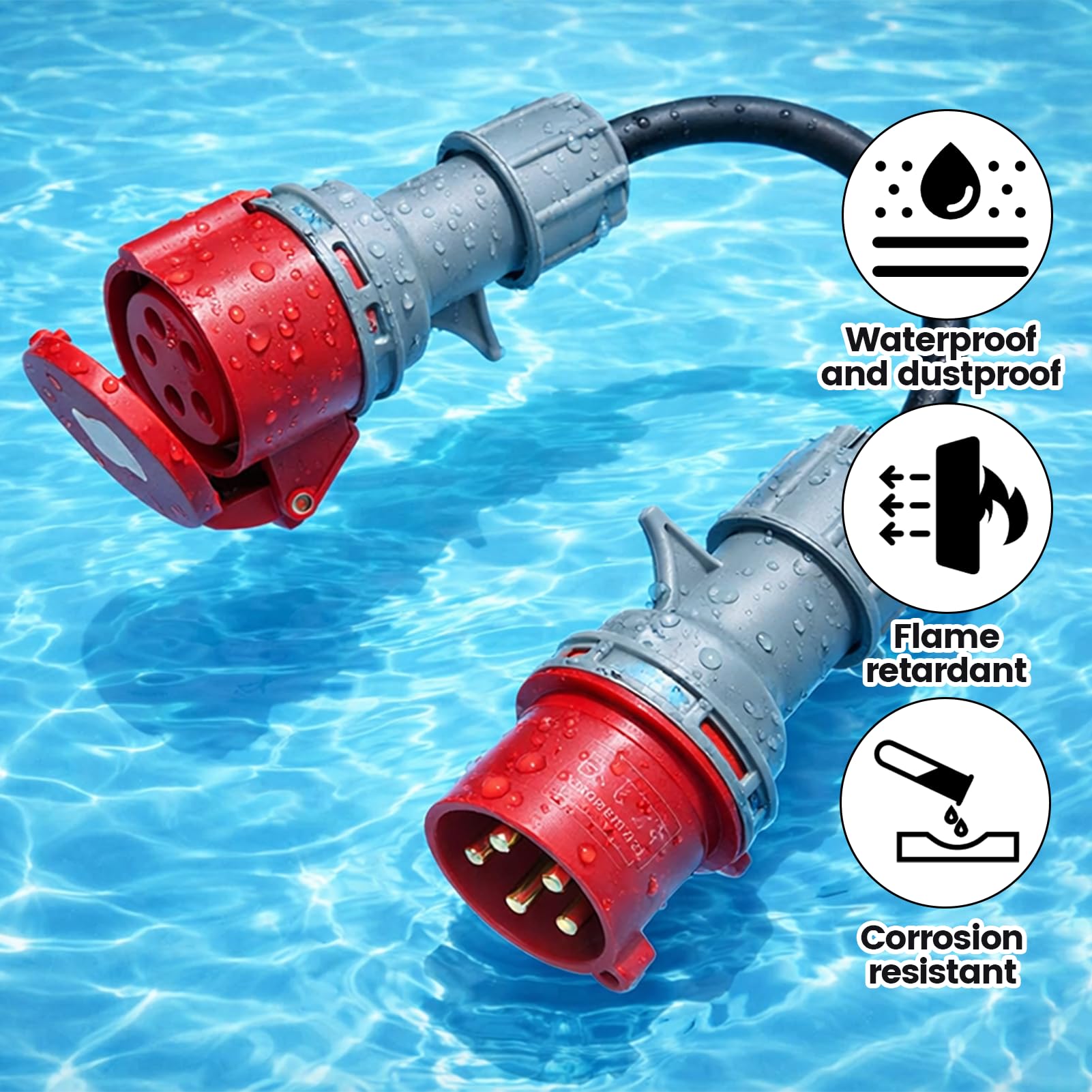 CEE Adapter 32A Auf 16A,Starkstrom Adapter,3 Phasen,5 Polig,Tragbar, Geeignet Für Ladegeräte Für Elektrofahrzeuge, Industrielle Anwendungen Industrie Und Haushalt (32-16)