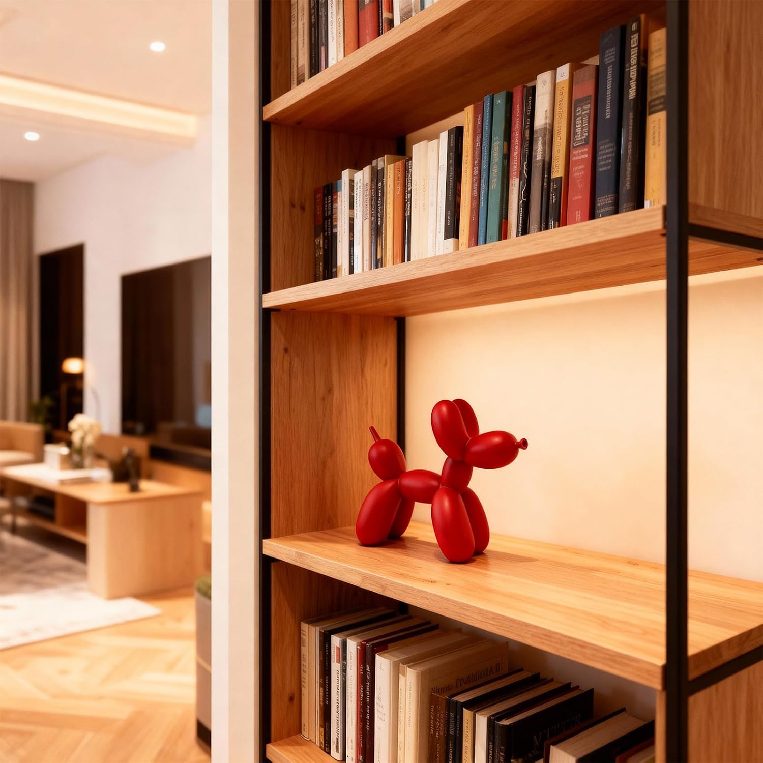 Balloon Dog Sculpture Decorations, Resin Balloon Dog Decorations, Balloon Animal Decorations, Bedroom, Desk, Living Room, TV Cabinet, and Other Soft Furnishings(Red)