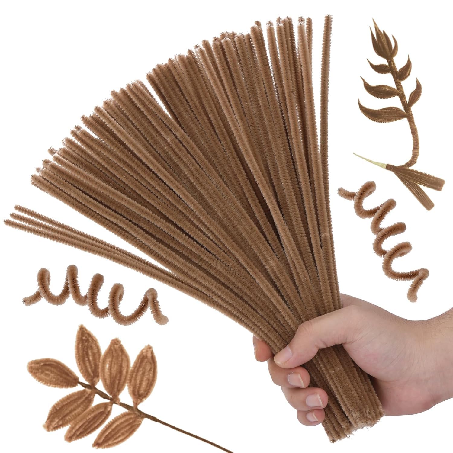 BATRICHER Light Brown Chenille Pipe Cleaners, 100 Pack, Craft Supplies for Halloween Decorations and DIY Projects-image-24