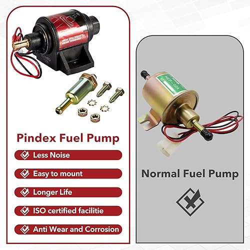 Vista 3 de Pindex Universal 12v 2-3.5psi Bomba de Combustible Eléctrica 28 GPH Gasolina Bomba de Transferencia de Combustible para 4V 6V Carburador