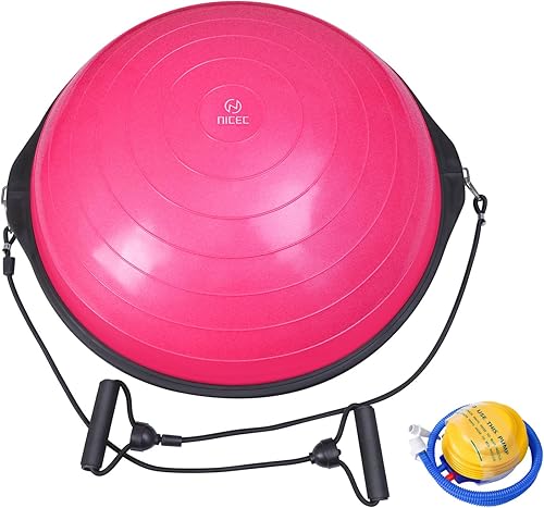 Nice C Balance Ball Balance Trainer, Half Ball con banda resistente, ejercicio de fuerza fitness, yoga con bomba de pie.