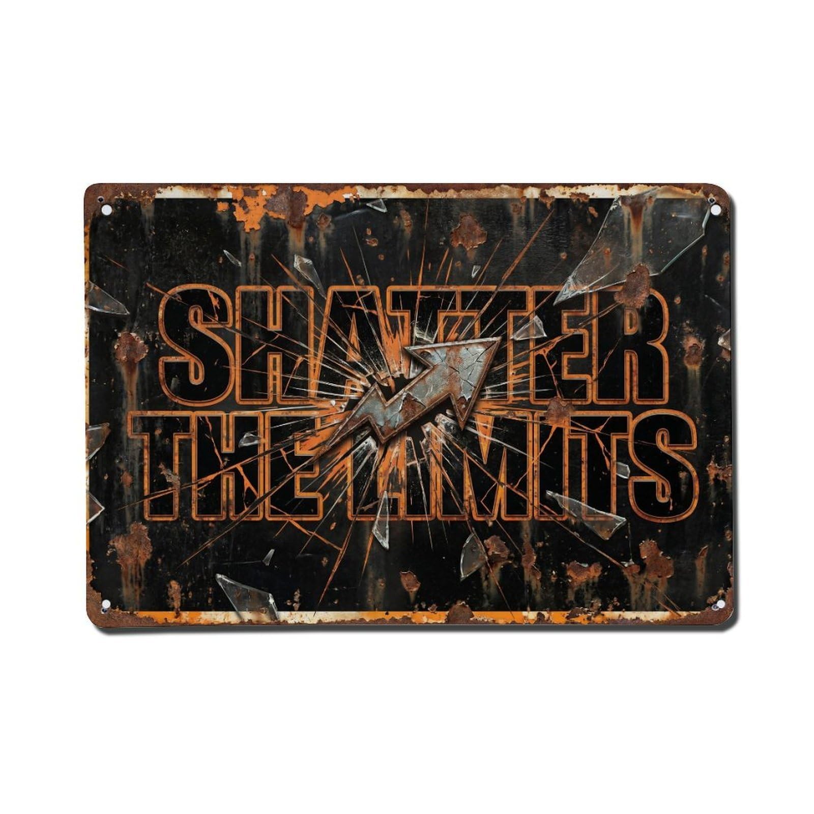 Shatter The Limits Breakthrough Retro Motivational Slogans Vintage Metal Tin Sign Wall Decor for Cafe, Club, Garden Metal Poster 8x12Inch