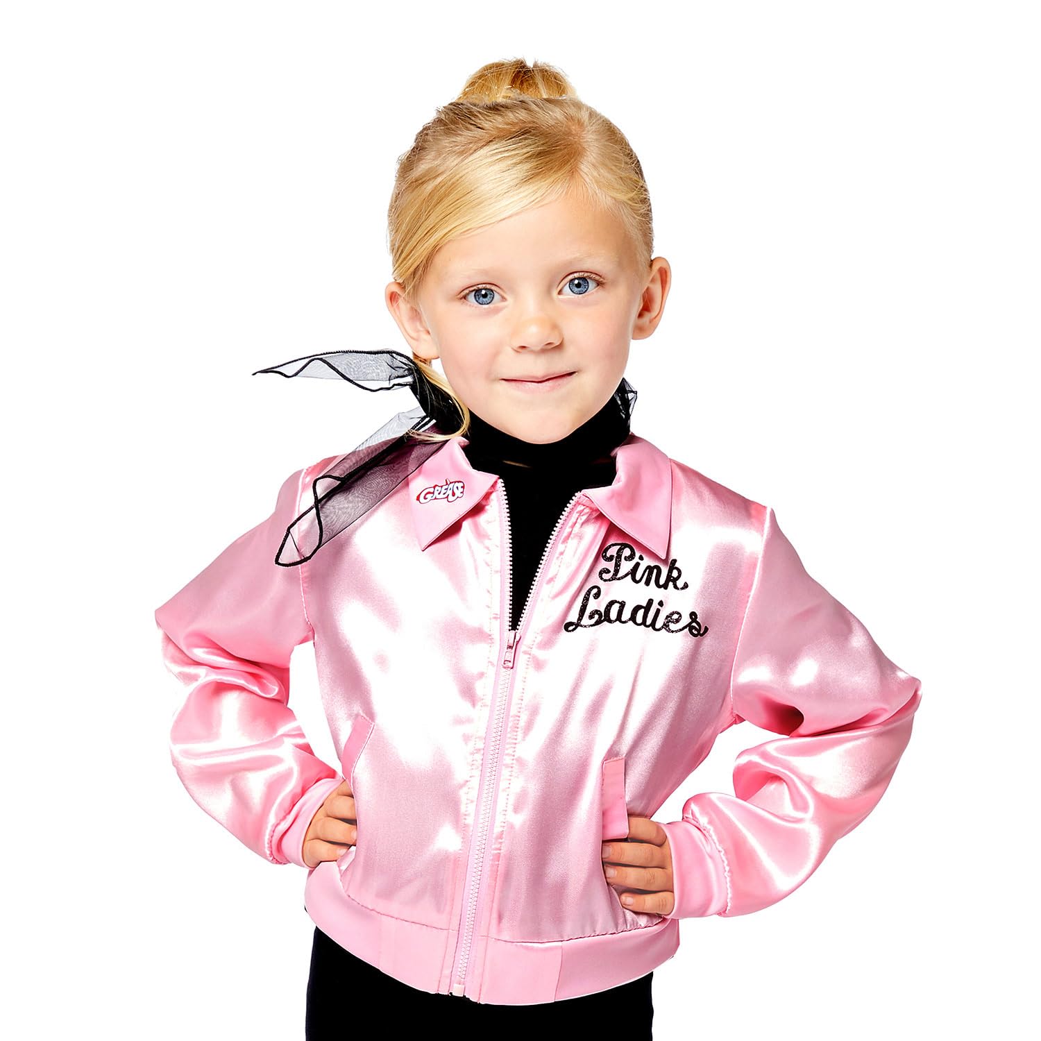 amscan 9909207 Childs Girls Officially Licensed Grease Pink Lady Jacket Fancy Dress Costume Ages 4-6 Years