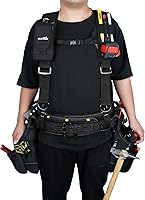 Vista 4 de MELOTOUGH Cinturón de herramientas con suspensión, bolsa de herramientas con suspensión, cinturón de herramientas con peine, delantal de carpintero