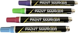 Enamel Paint Markers - MPD-15 MEDIUM - Multi-Packs - Permanent, Waterproof, Quick-drying (Mood Tones | Purple, Lt. Green, Lt. Blue, Pink, 4)