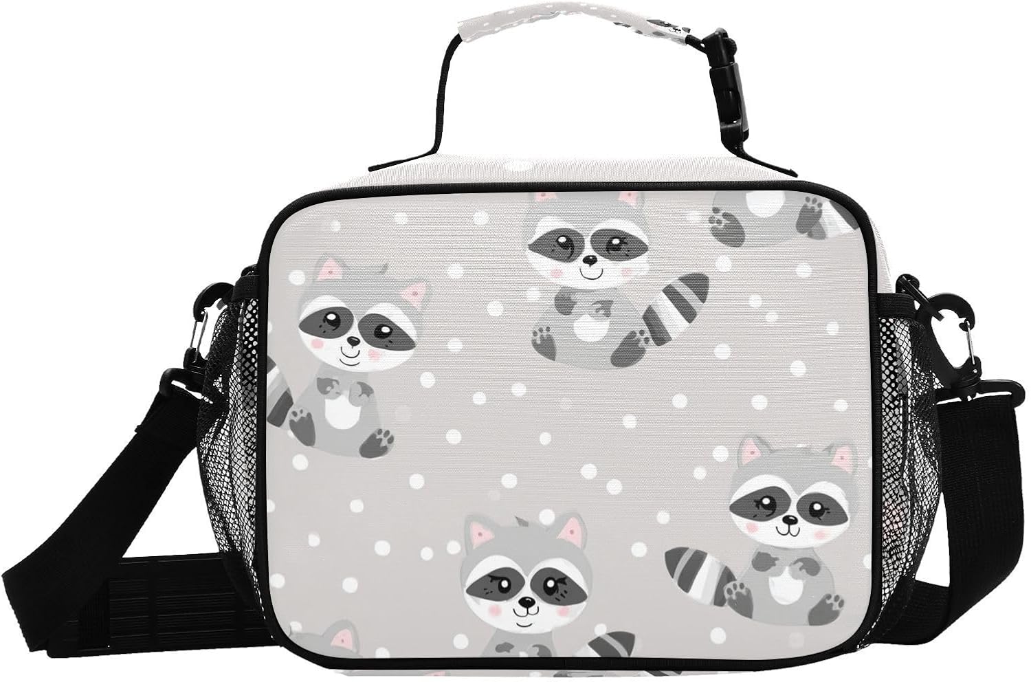 Kcldeci Raccoon Cute Lunch bag, Portable/Reusable Lunch Box for Women/Men/Adult, Insulated Cooler Tote Bag for Work/School/Travel/Picnic