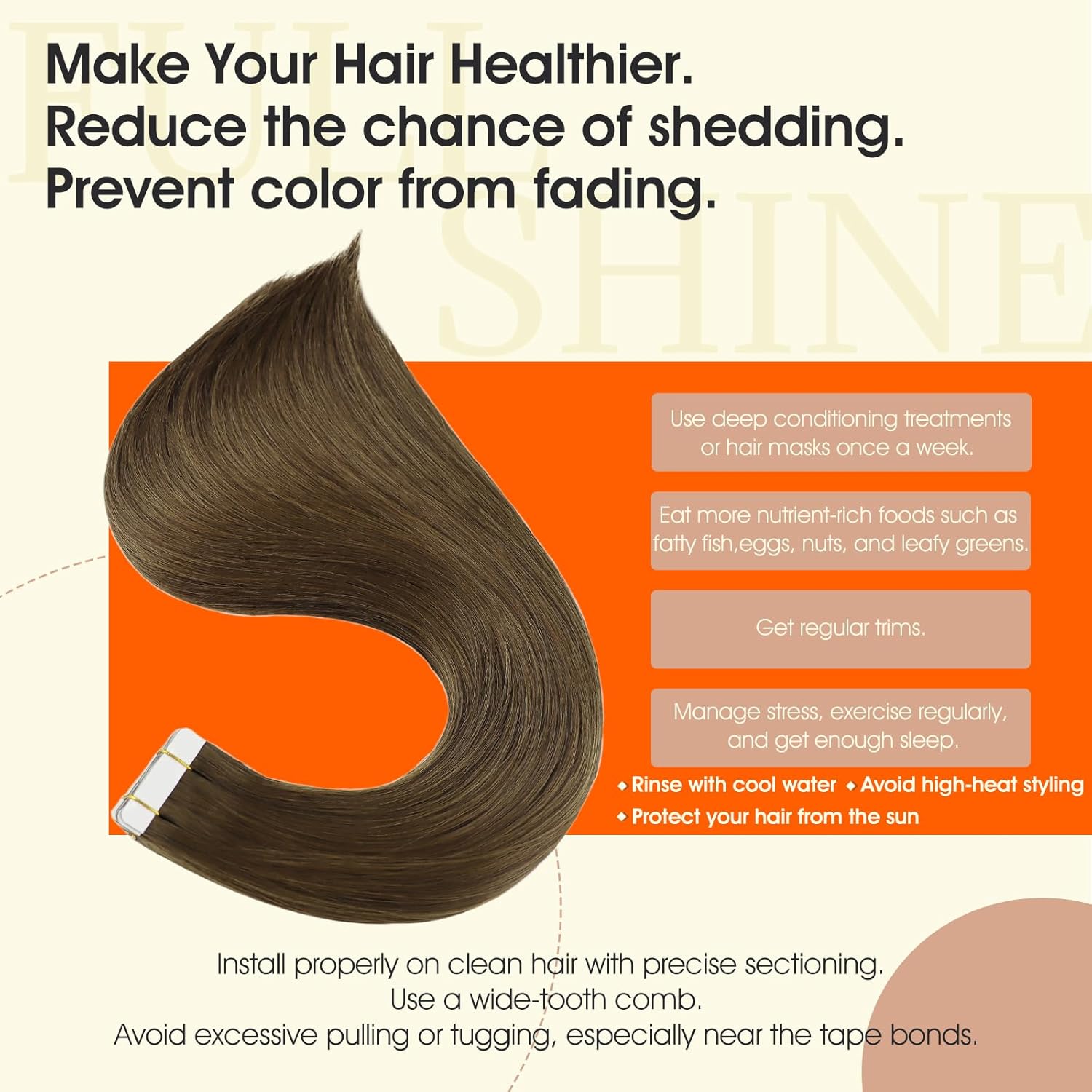 Full Shine Straight Hair Extensions Tape in Color 3 Brown Tape in Hair Extensions Human Hair 20 Inch Long Straight Hair 50Gram Tape ins Human Hair Extension 20Pcs for Wedding Remy Hair Extension