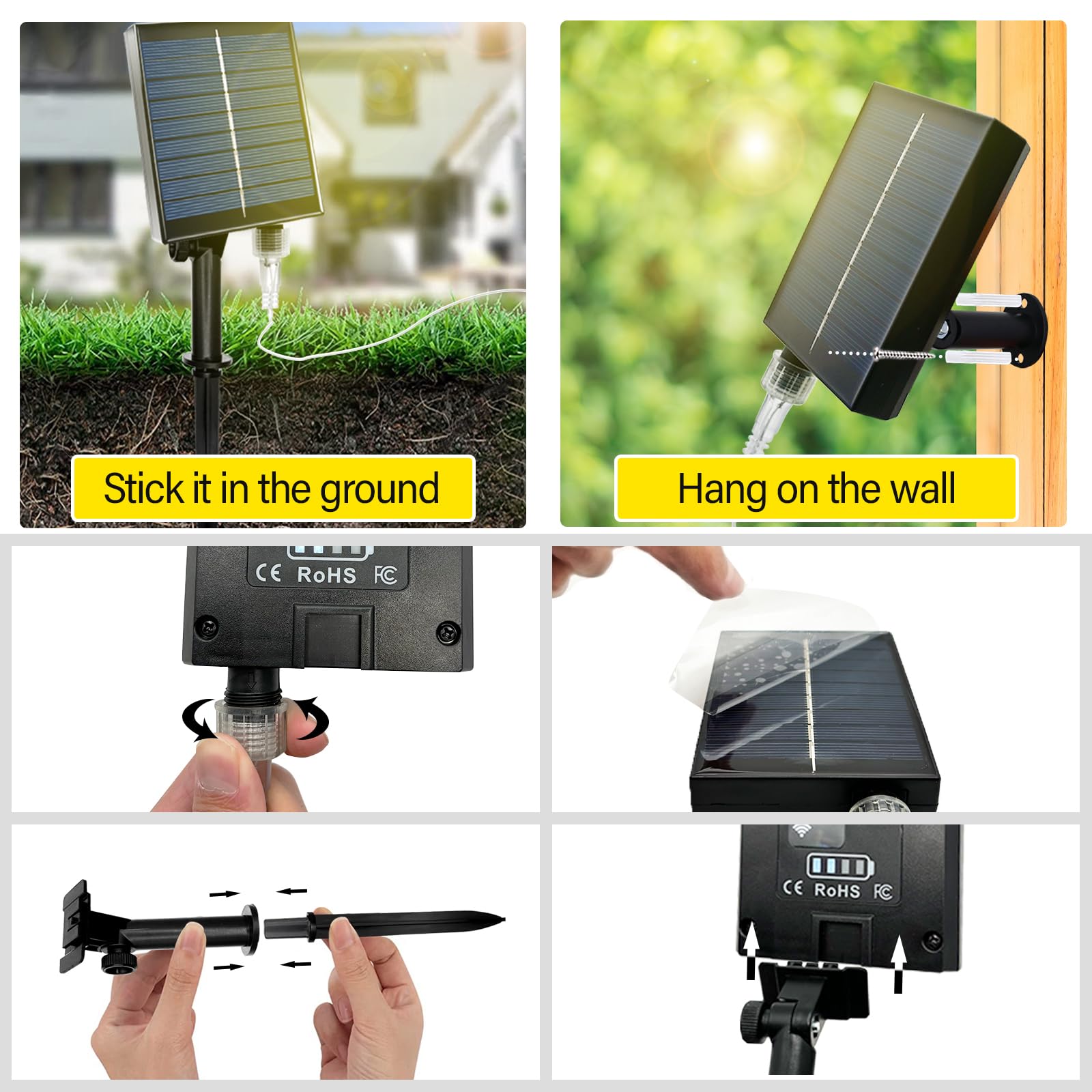 Solarny łańcuch świetlny 10 m, 200 diod LED, łańcuch świetlny z 8 trybami oświetlenia, regulacja jasności i timer, wodoszczelny, do ogrodu, na taras